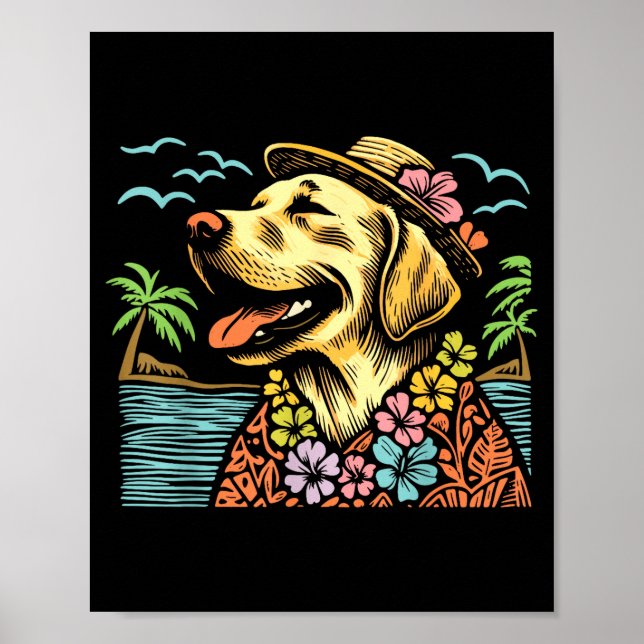 Poster Labrador Retriever Floral Trocal Summer Vibes Hawa (Frente)