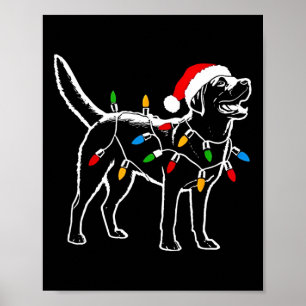 Poster Labrador Retriever Santa Hat Noel Luzes De Natal X