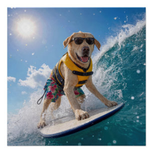Pôster Labrador Retriever Surfista