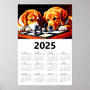 Poster Labrador Retrievers Reproduzindo Calendário do Xad