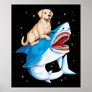 Poster Labrador Riding Shark, Jawsome Dog Lover Gifts
