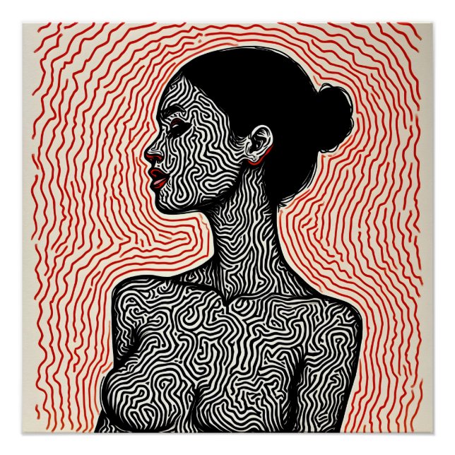 Pôster Labyrinth of Her Awakening – A Minimalist Portrait (Frente)