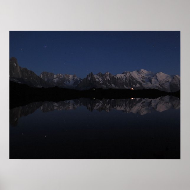 Poster Lac de Cheserys por noite em Alpes Franceses (Frente)