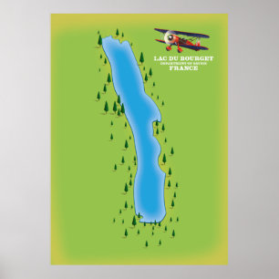 Poster Lac du Bourget, frança, mapa.