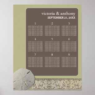 Poster Lace de areia dólar, Plano de Mesa de Casamento de