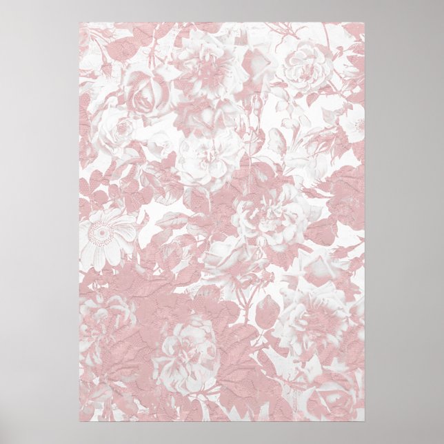 Poster Lace floral branco-rosa-rosado, endy-teny, elegant (Frente)