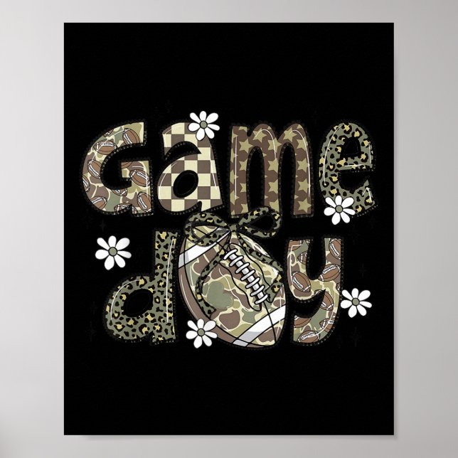 Poster Lace Football Coquette Bow Camouflage Checkered Ga (Frente)