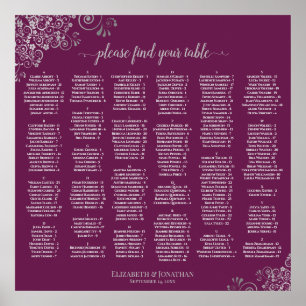 Poster Lace prateado no gráfico de assento alfabético d