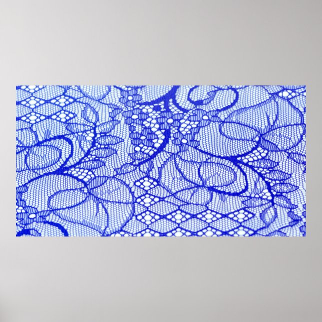 Poster Lace tecido em azul. Patch Real Azul De Colheita (Frente)
