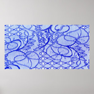 Poster Lace tecido em azul. Patch Real Azul De Colheita