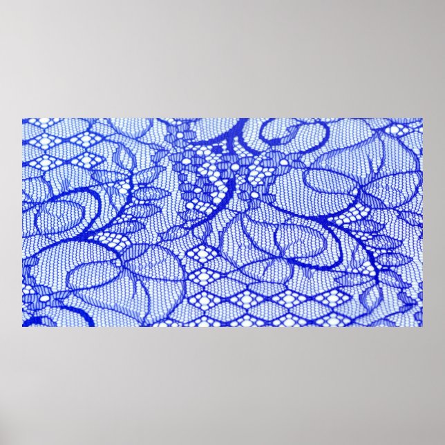 Poster Lace tecido em azul. Patch Real Azul De Colheita (Frente)