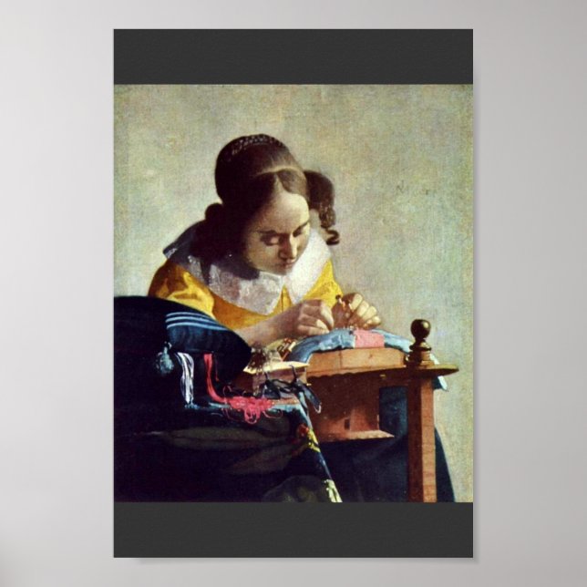 Poster Lacemaker, Français La Dentelière, Por Vermeer (Frente)