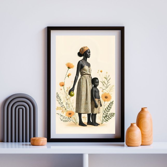 Poster Laço Áureo: Mãe e Filho em Flor (Criador carregado)