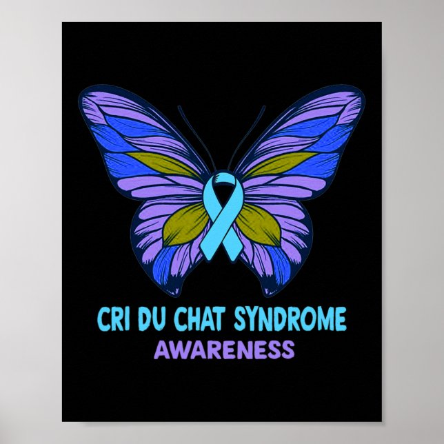 Poster Laço azul de conscientização da síndrome de Cri Du (Frente)