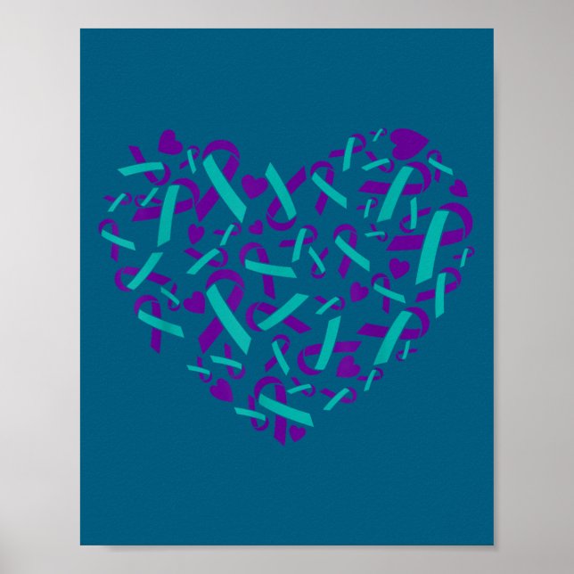 Poster Laço Azul e Roxo Conscientização Prevenção do Suic (Frente)