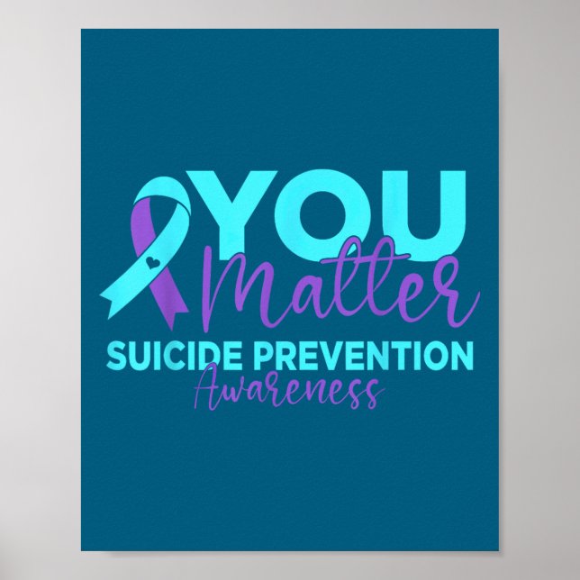 Poster Laço Azul e Roxo de Conscientização da Prevenção d (Frente)