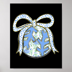 Poster Laço Azul Floral Macio para Mulheres e Meninas