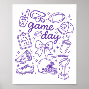 Poster Laço Coquete Roxo Alegria Dia de Jogo Doodle Touch