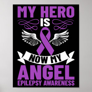 Poster Laço da Epilepsia Meu Herói Agora É Meu Anjo Epile