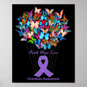 Poster Laço de Borboleta Roxa Girassol Sobredosagem Consc