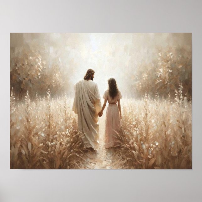 Poster Laço de Fé, Arte Cristã Digital, Jesus e Wo (Frente)