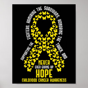 Poster Laço do Câncer Infantil Nunca Desistindo da Espera