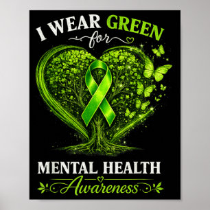 Poster Laço Mental Verde Saúde Mental