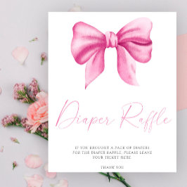 Poster Laço rosa - cartaz da rifa de fraldas