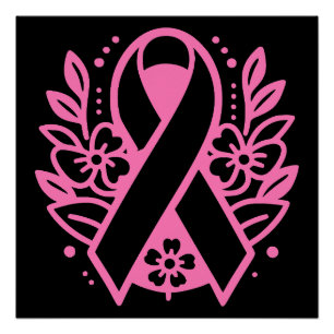 Pôster Laço Rosa de Conscientização do Câncer de Mama