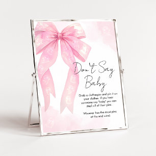 Poster Laço Rosa Pequeno Boo Chuveiro Não Diga Sinal de B