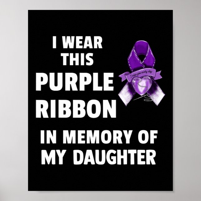 Poster Laço Roxo de Conscientização Em Memória da Minha F (Frente)