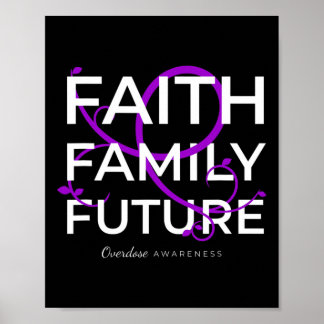 Poster Laço Roxo de Conscientização sobre Superdose Fé Fa