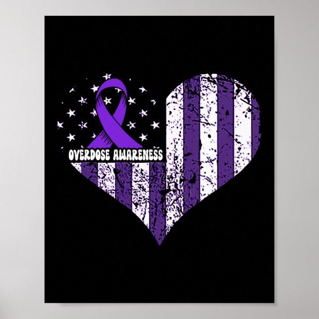 Poster Laço Roxo de Conscientização sobre Superdose Vício (Frente)