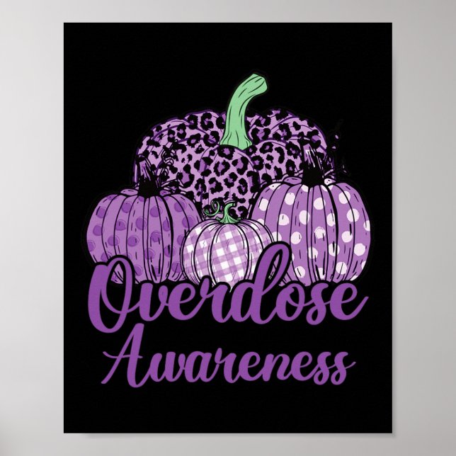 Poster Laço Roxo de Conscientização sobre Superdose Vício (Frente)