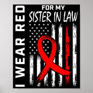 Poster Laço Vermelho Para a Doença Cardíaca da Minha Cunh