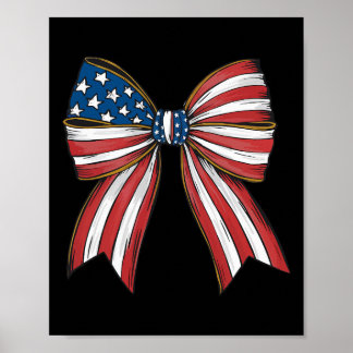 Poster Laços Coquette Retro 4 de Julho Bandeira Americana