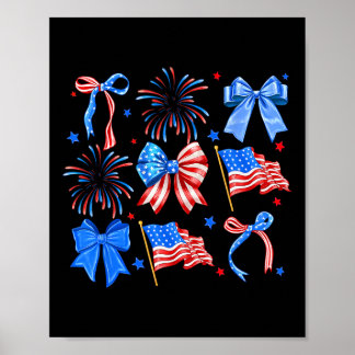Poster Laços Coquette Vermelho Branco Azul Bandeira EUA 4