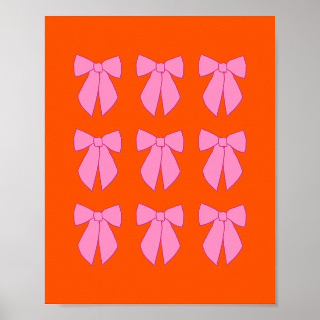 Poster Laços Rosa e Laranja Coquette (Frente)