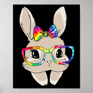 Poster Lacre Cute Bunny Face Tie Dye Meninas Dia de Pásco