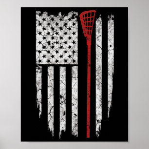 Poster Lacrosse American Flag Men Oferece Camisetas