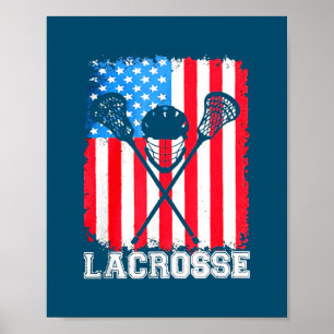 Poster Lacrosse American Flag Vintage 4 De Julho
