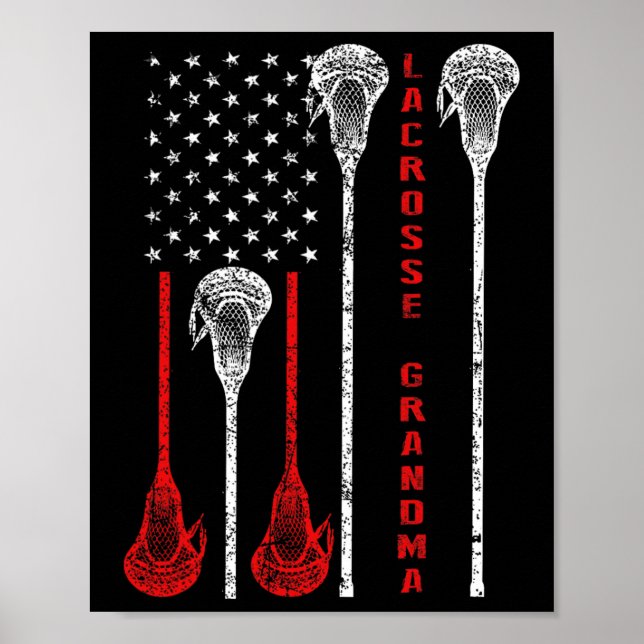 Poster Lacrosse Avó 4 De Julho Dos Eua Flag Gift (Frente)