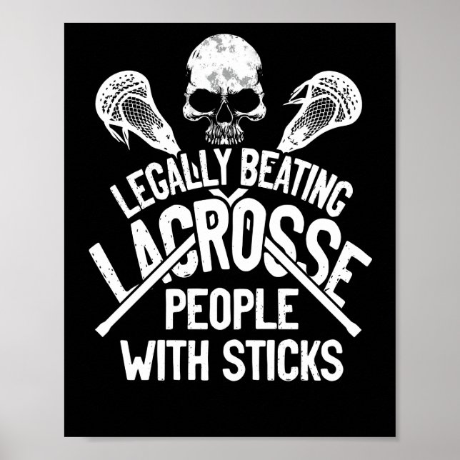 Poster Lacrosse Batendo Legalmente Pessoas Com Pentes (Frente)