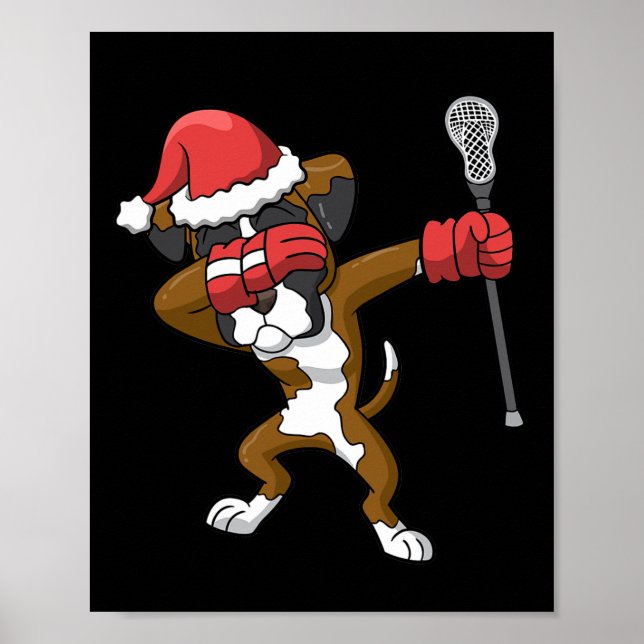 Poster Lacrosse Dabbing Boxer Cachorro Lax Esporte de Nat (Frente)
