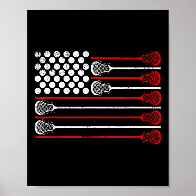 Poster Lacrosse EUA Bandeira Lax  (Frente)