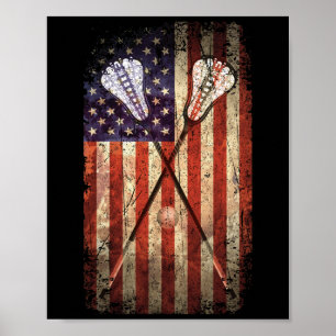 Poster Lacrosse LAX American Flag