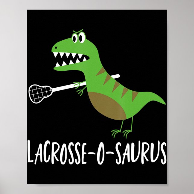 Poster Lacrosse Lax Player Dinossaur Dino Lover Sport Gif (Frente)