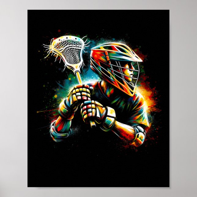 Poster Lacrosse Player Ilustração Jovens Meninas Crianças (Frente)