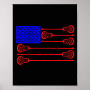 Poster Lacrosse Player Independence Day Lax Patriotic Goa