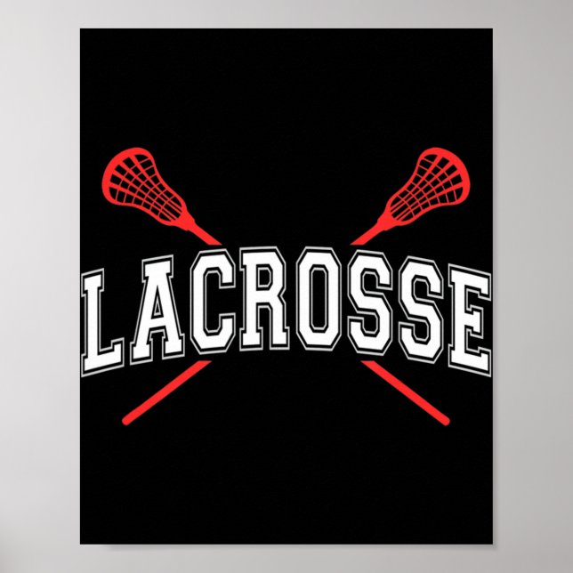 Poster Lacrosse Red Crossed Sticks para jovens ou adultos (Frente)